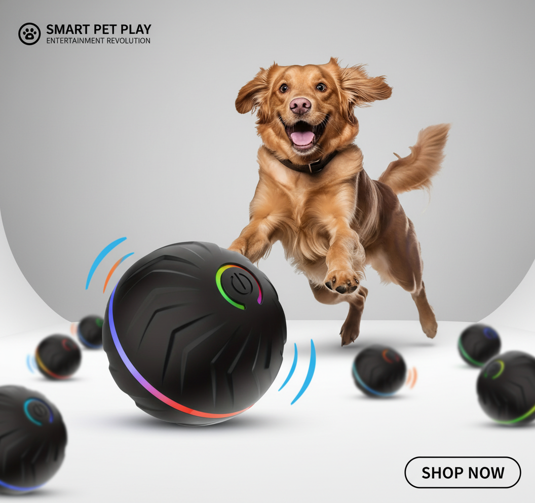 SMART PET PLAY - Pelota interactiva para perros con luces y movimiento.